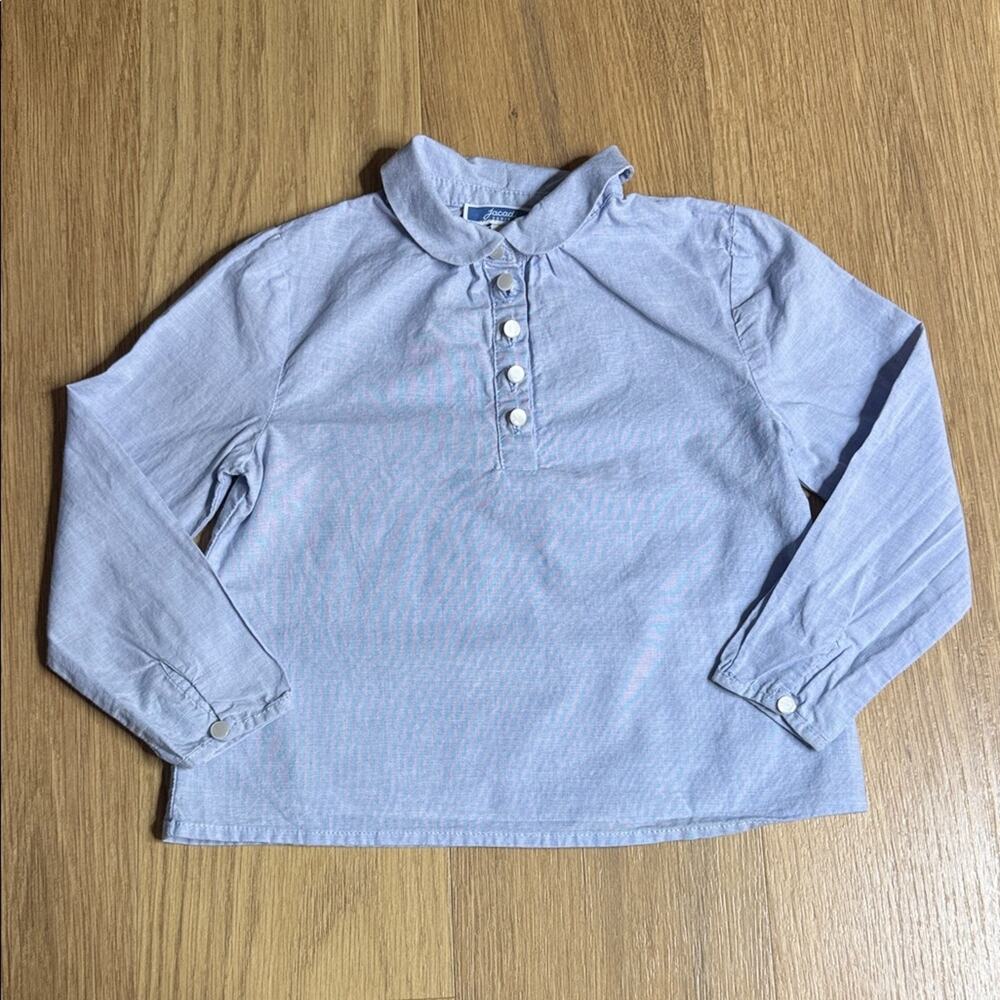 Jacadi Light Blue 1/4 Button Long Sleeve Shirt Size 3A / 3T